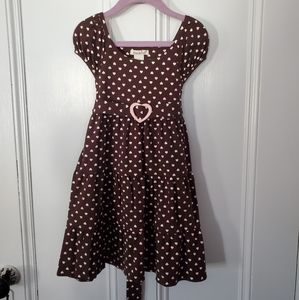 Girls Size 5T Savannah Brown Heart Print Dress